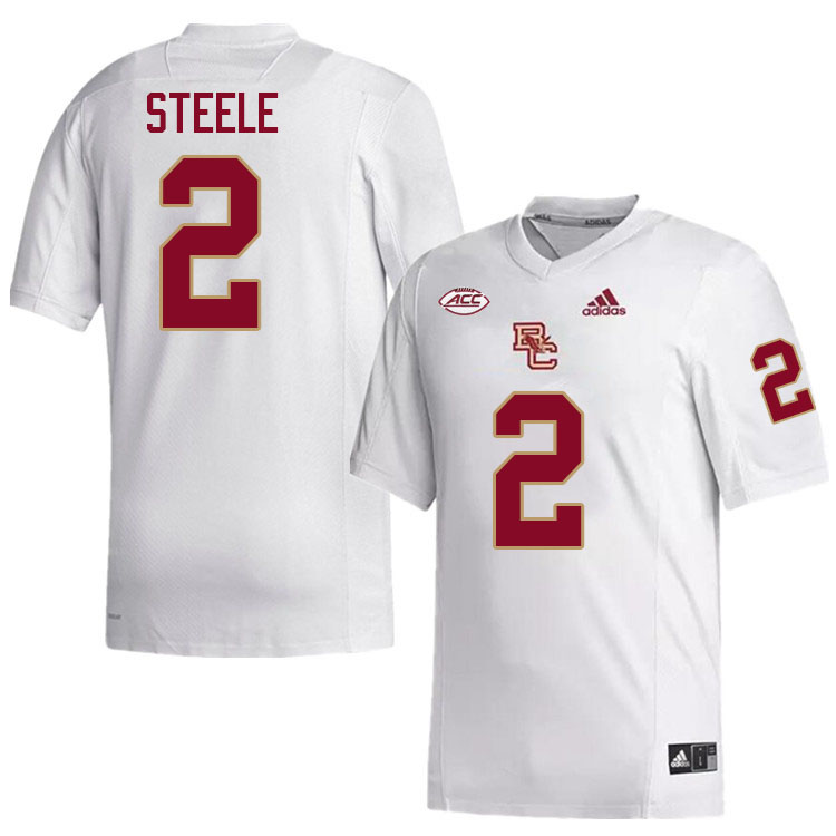 Boston College Eagles #2 Bryce Steele College Football Jerseys Stitched-White